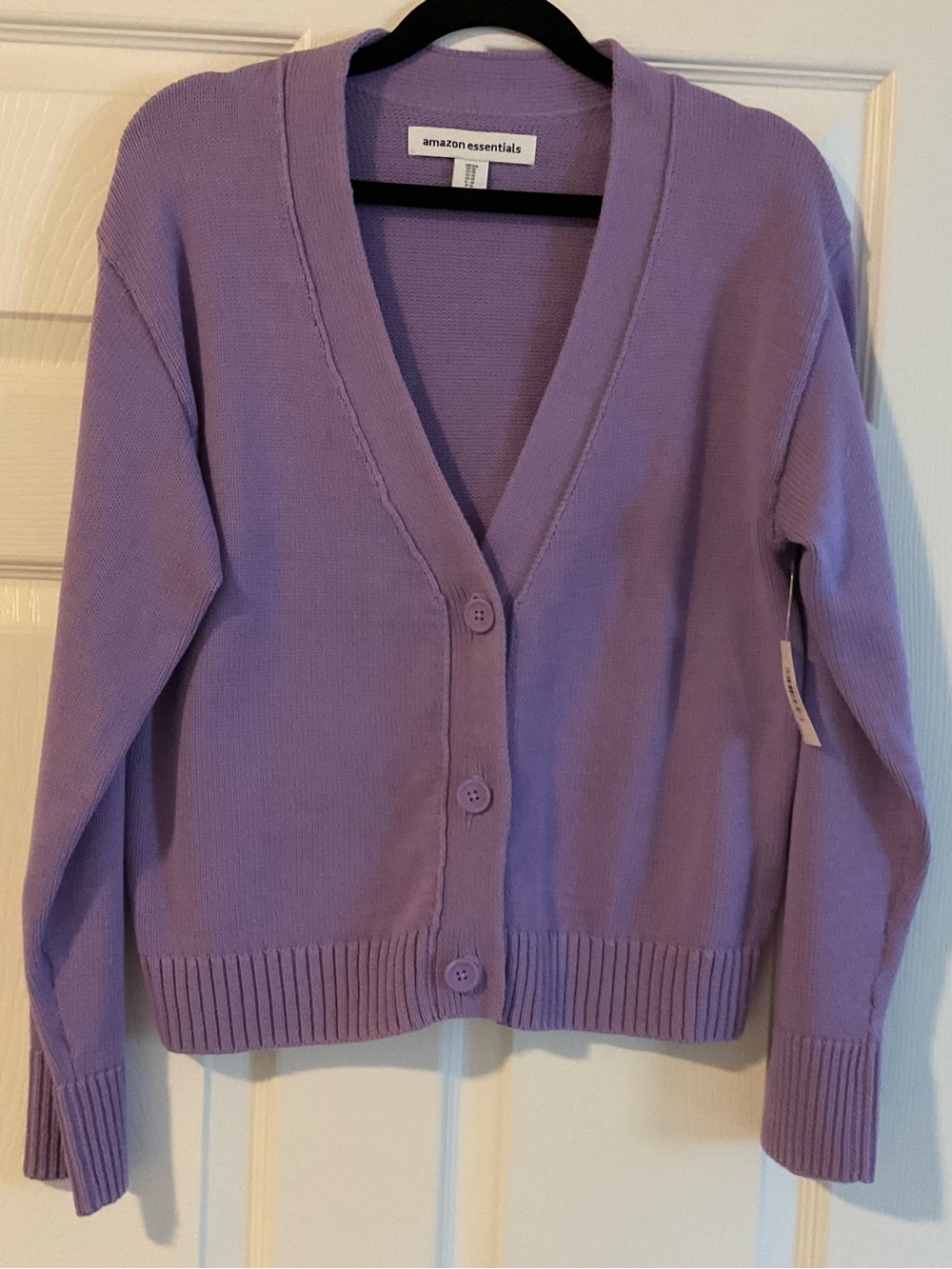 Amazon Essentials Lavender V-Neck Button Cardigan Sweater